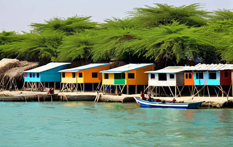 Coastal Community Resilience**
"A vibrant, bustling coastal village in Pakistan, with colorful houses and fishing boats, fully clothed residents engaged in daily activities, demonstrating community spirit. Focus on sustainable practices: solar panels on rooftops, well-maintained mangrove trees along the shore, clean streets. Background: the Arabian Sea with clear skies. Safe for work, appropriate content, fully clothed, family-friendly, professional photography, perfect anatomy, correct proportions, natural pose, well-formed hands, proper finger count, natural body proportions."
**