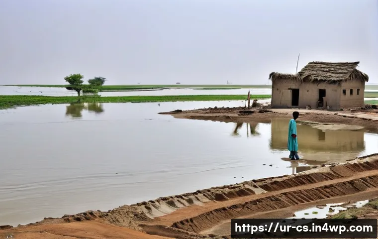 해수면 상승 대응을 위한 유권자 참여 증진 방안 - **Prompt:** A poignant, realistic photograph capturing the immediate impact of rising sea levels on ...